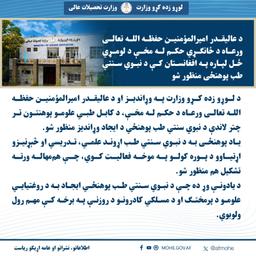 د عاليقدر امیرالمؤمنین حفظه الله تعالی ورعاه د ځانګړي حکم له مخې د لومړي ځل لپاره په افغانستان کې د نبوي سنتي طب پوهنځی منظور شو